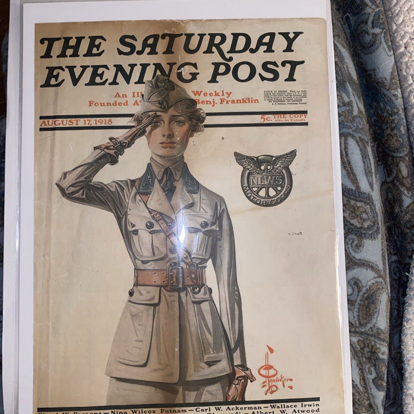 The Saturday Evening Post. August 1918 JC Leyendecker HTF Cover
