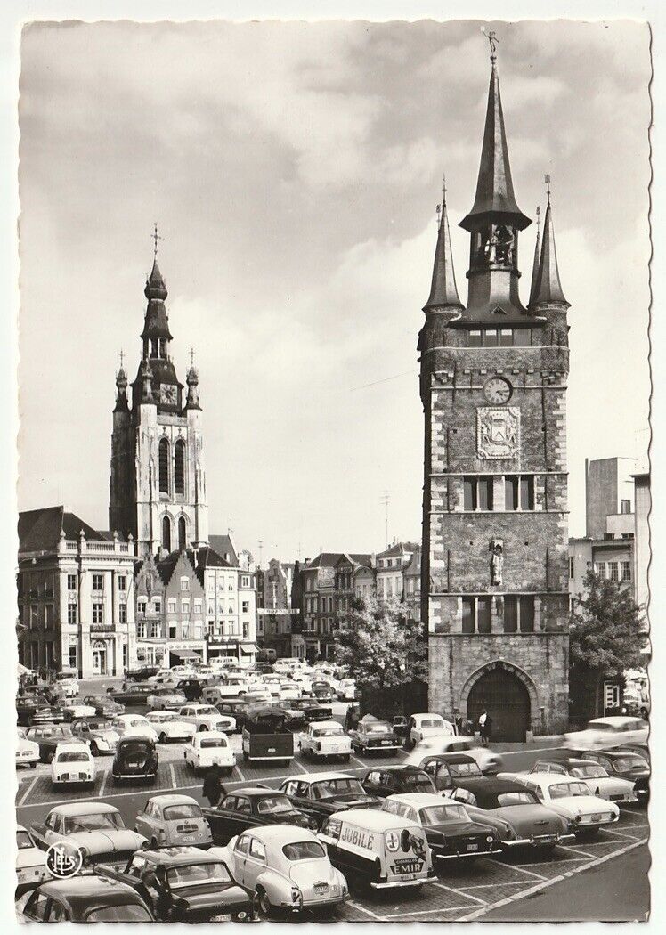1965 Belgium RPPC Belfry of Kortrijk, St Martin's Church