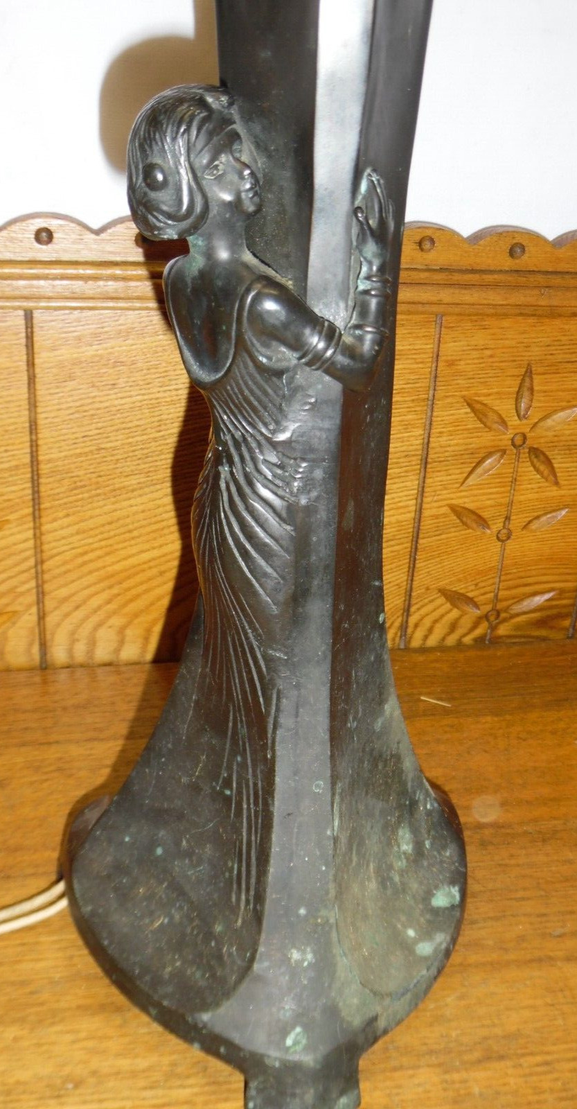 Old Art Nouveau Figural Bronze Table Lamp - Possible Gustav Gurschner