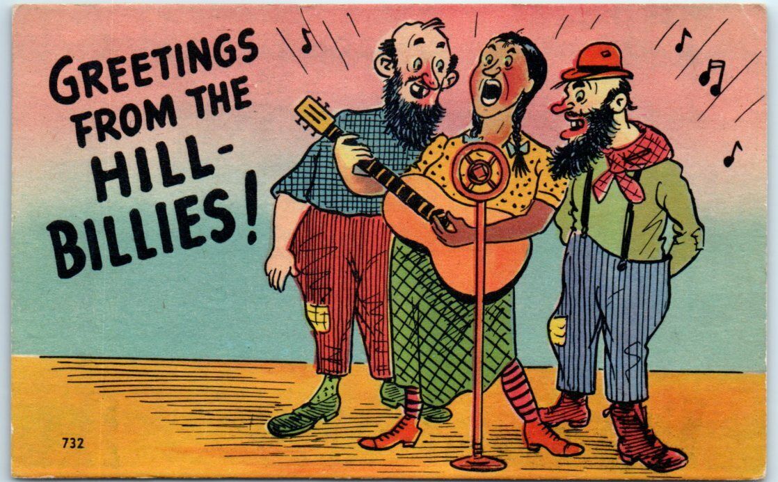 Postcard - Hillbillies Singing Comic Art Print - Greetings From The Hillbillies