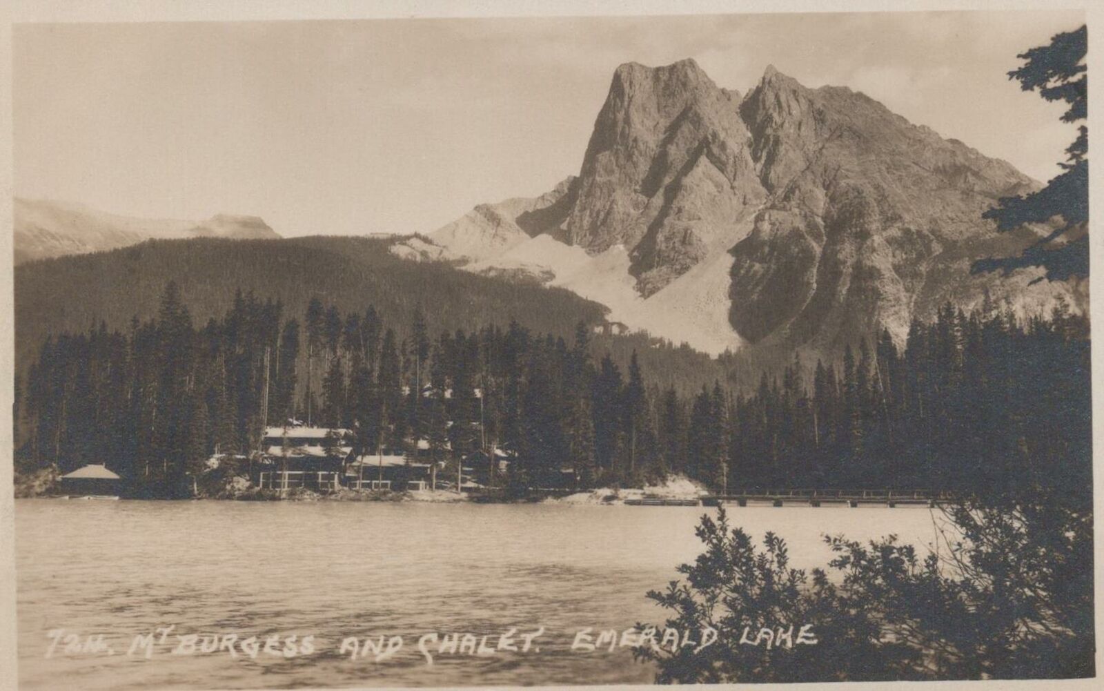RPPC Postcard Mt Burgess and Chalet Emerald Lake  Banff Canada 