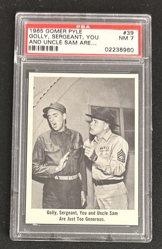 1965 Fleer Gomer Pyle Golly Sergeant You And Uncle Sam Are Too Generous 39 PSA 7
