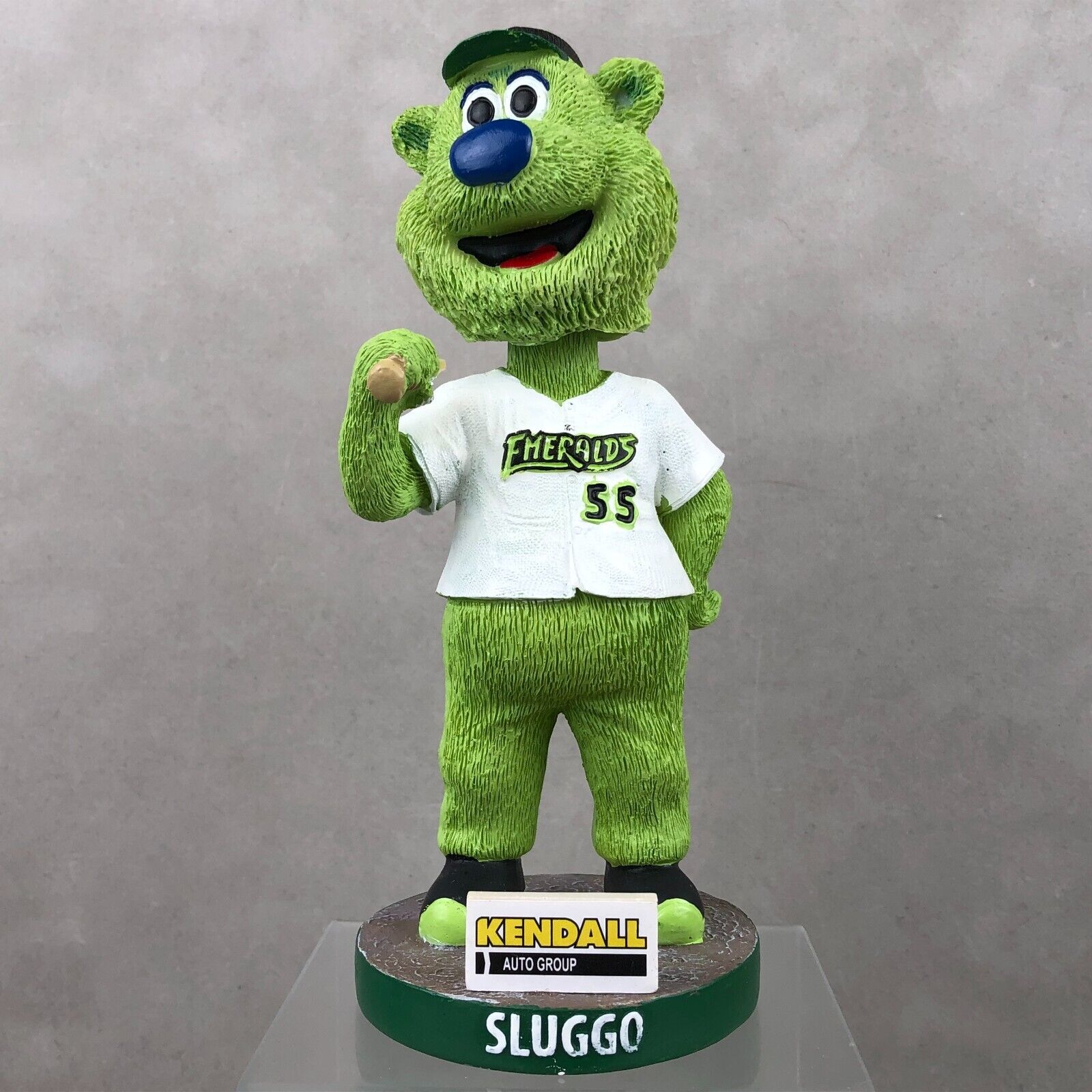 RARE Eugene Emeralds Ems Baseball Sluggo the Bear Mascot Bobblehead Figurine