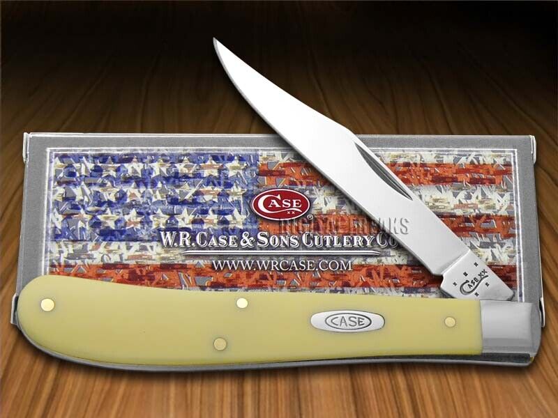 Case xx Knives Slimline Trapper Yellow Delrin Pocket Knife Stainless 80031