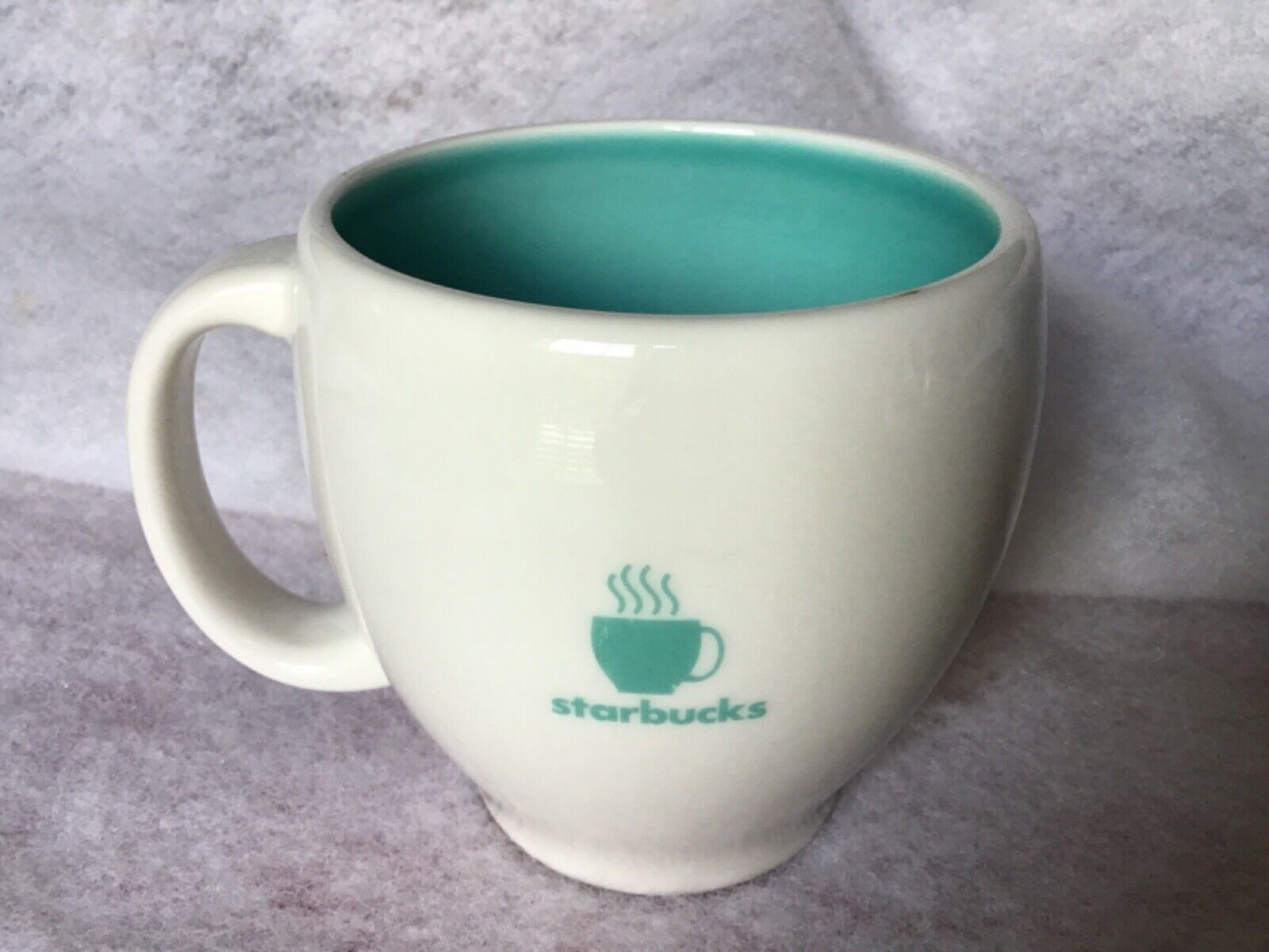 starbucks Barista coffee mug 2003 white turquoise inside