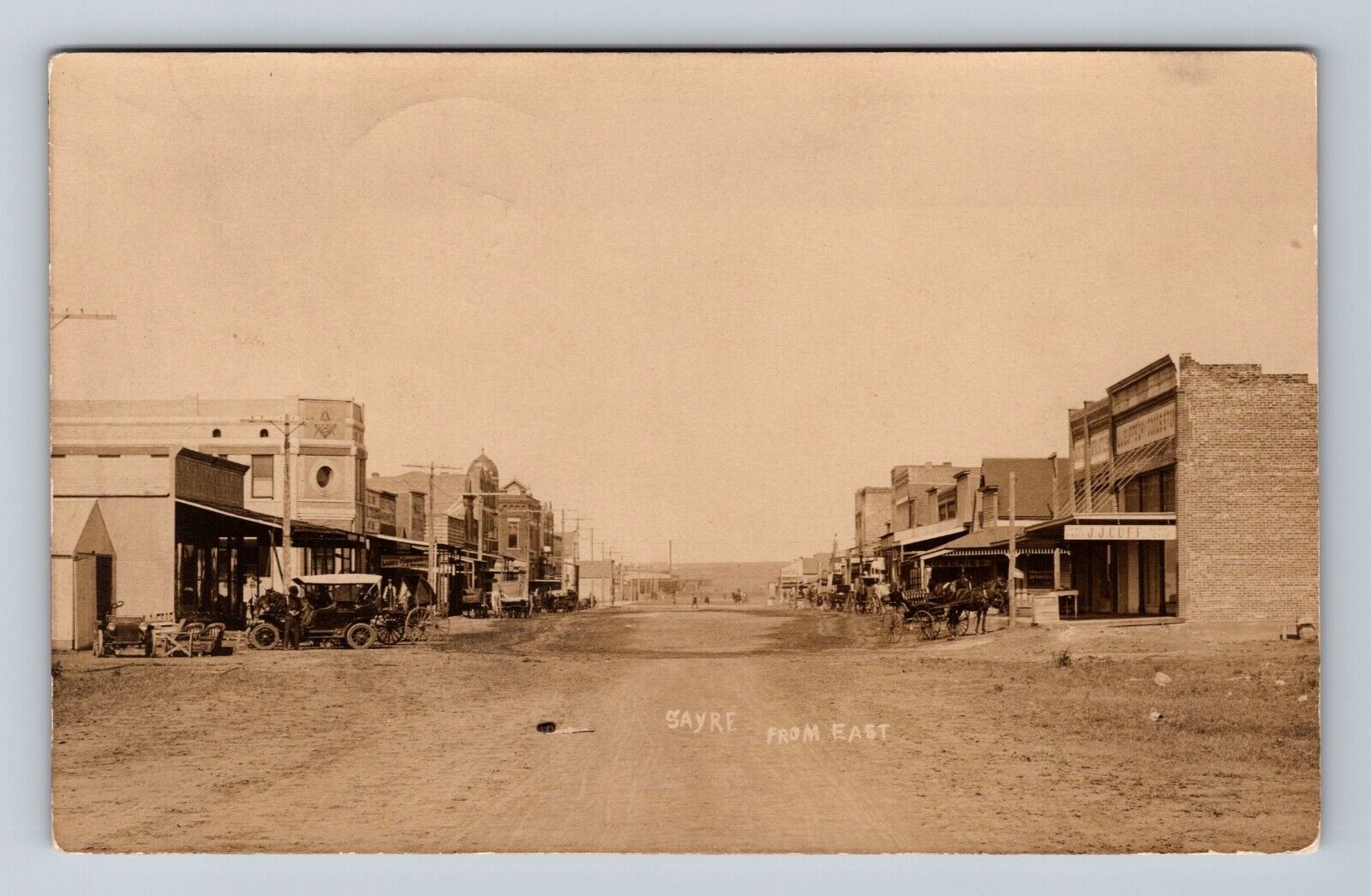 Sayre OK-Oklahoma, RPPC: Main Street, Old West, Wagons Vintage c1909 Postcard