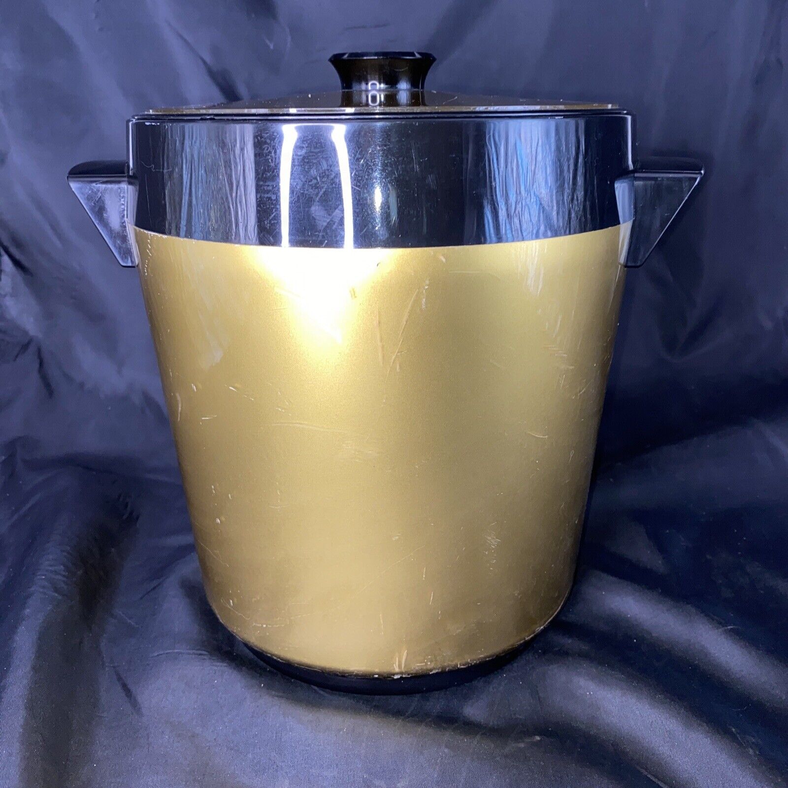 Vintage Therma-Serv Gold Ice Bucket With Black Lid Made In The USA Read