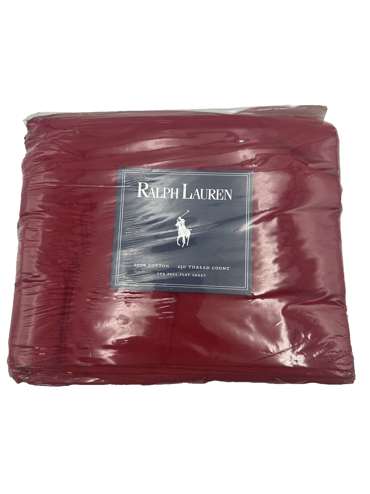 Vintage Ralph Lauren Polo Sheet Full Flat 250 TC Solid Red Pima Cotton NIP