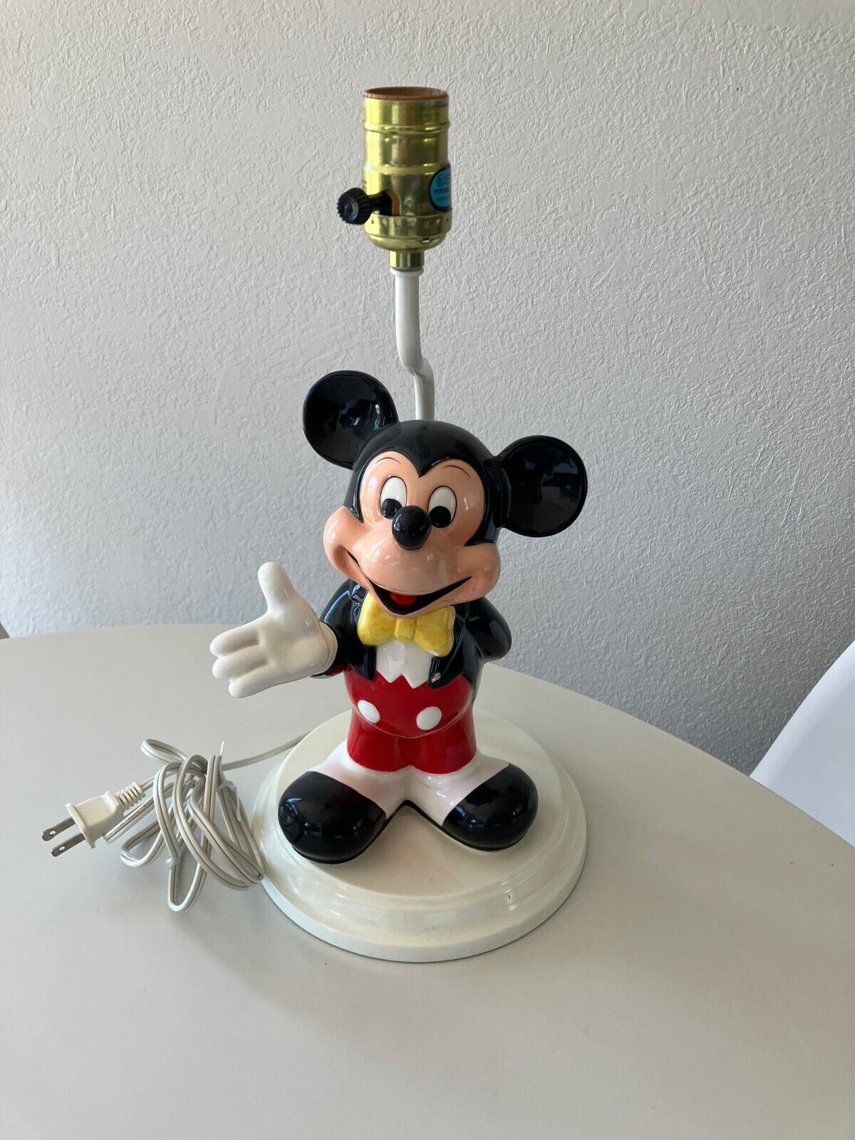 Disney - Mickey Mouse Ceramic Lamp Base - Vintage RARE Working Tested