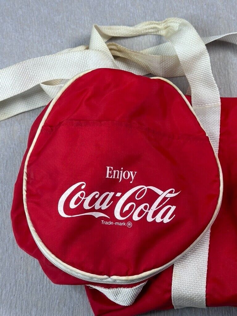 Vintage 1988 Advertising Hardees Coca Cola Promo Red Duffle Roll Bag Packable