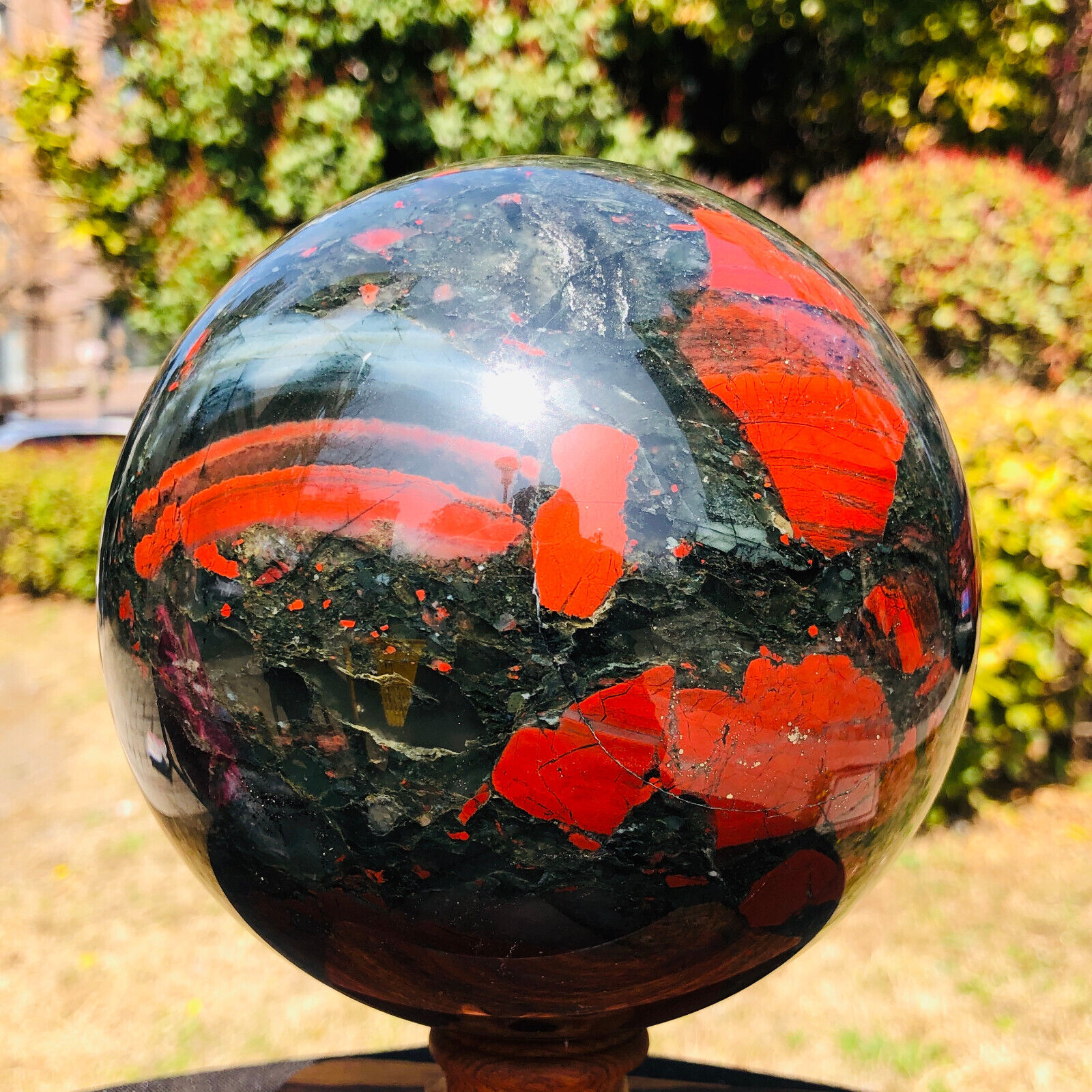 6.97lb Natural African blood stone ball crystal Quartz polished Sphere Reiki
