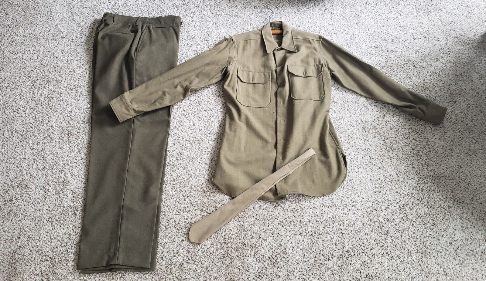 Vintage Genuine WWII US Army Wool Shirt, Pants, and Tie