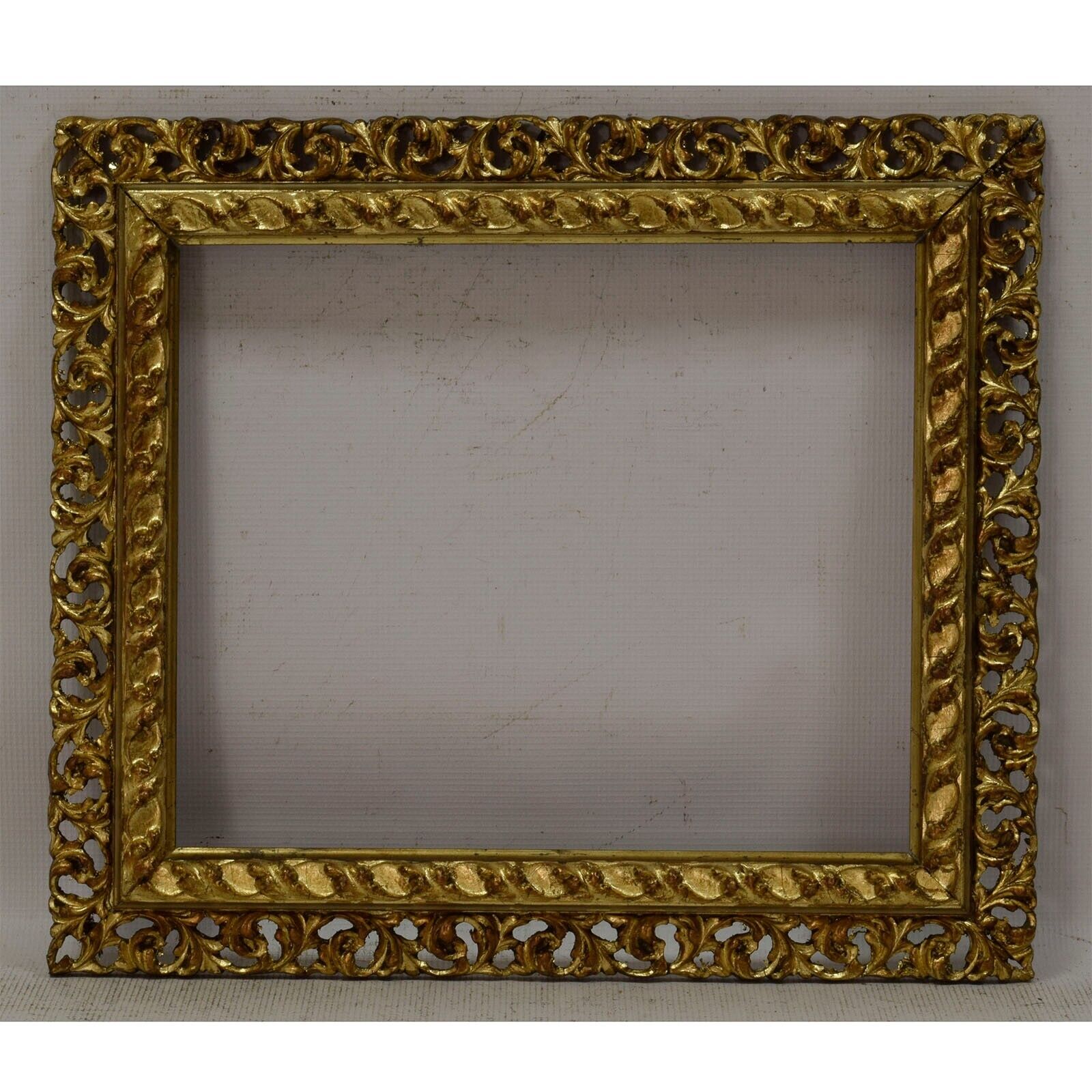 Ca. 1880-1900 wooden painting frame with metal leaf dimensions 14.4 x 12 in