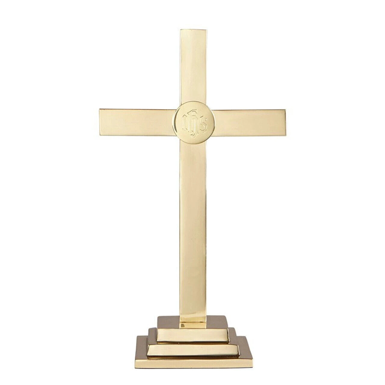 Solid Brass Classic IHS Emblem Altar Crucifix For Church Sanctuary Use 18 In