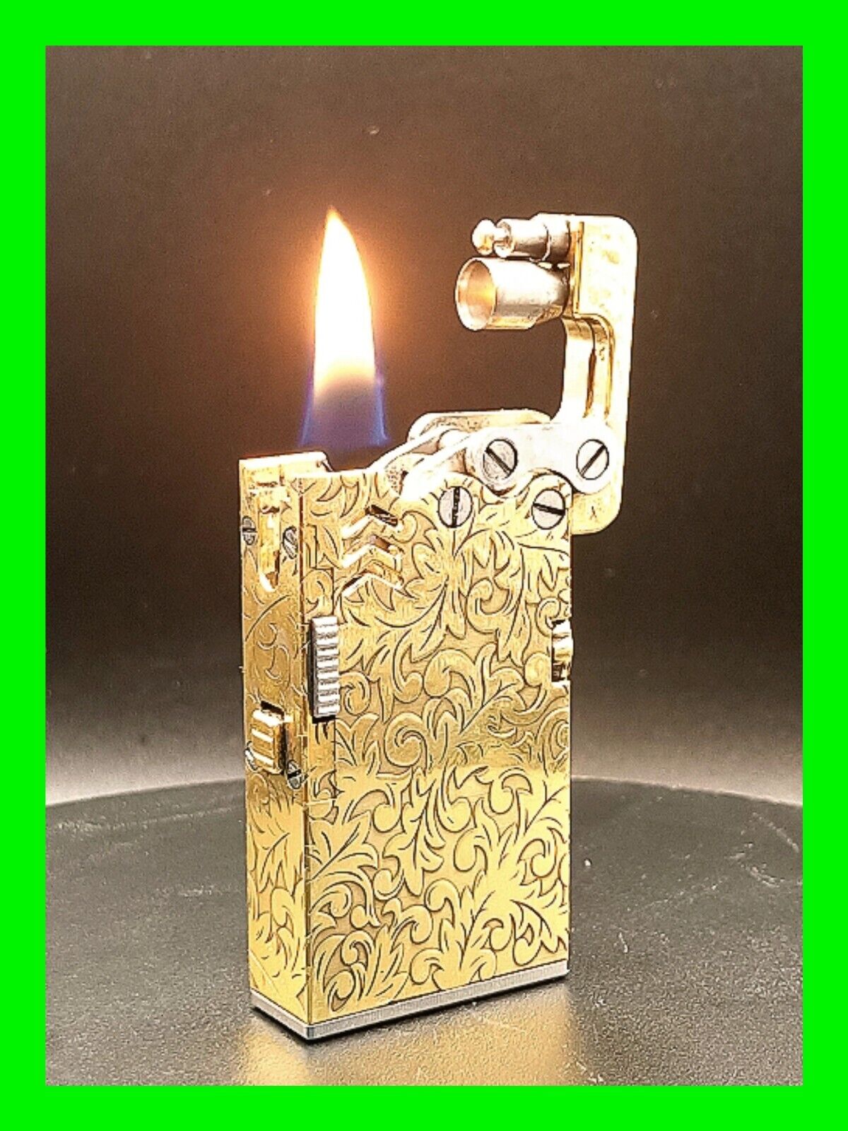 Unique Handmade Very Intricate Push Button Petrol Cigarette Lighter - Working 