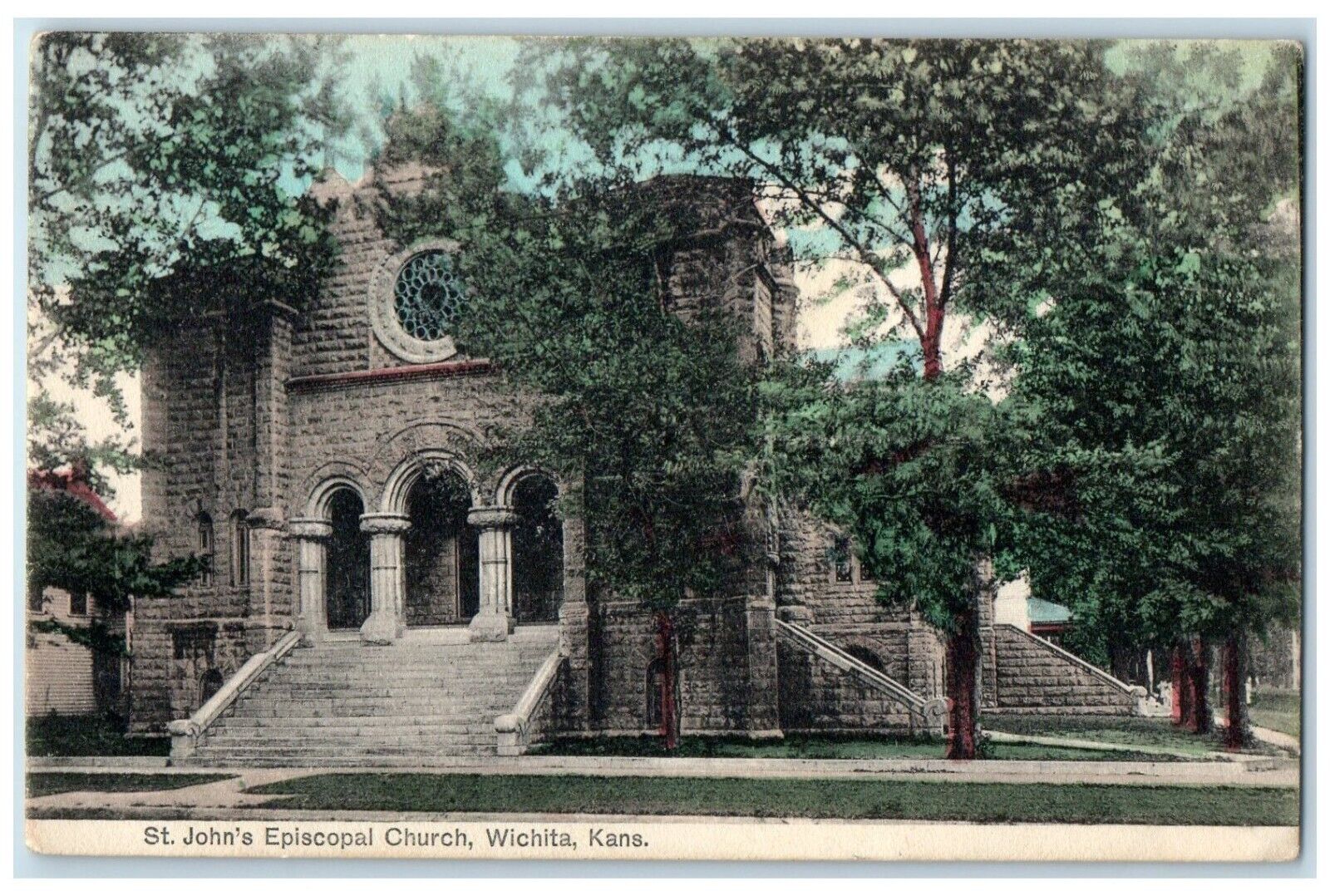 c1908 St. John's Episcopal Church Exterior Building Wichita Kansas KS Postcard