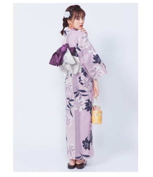 Kimono Yukata Set Grail Dress Modern Lily Purple Kyoto Summer Clothes  Japan