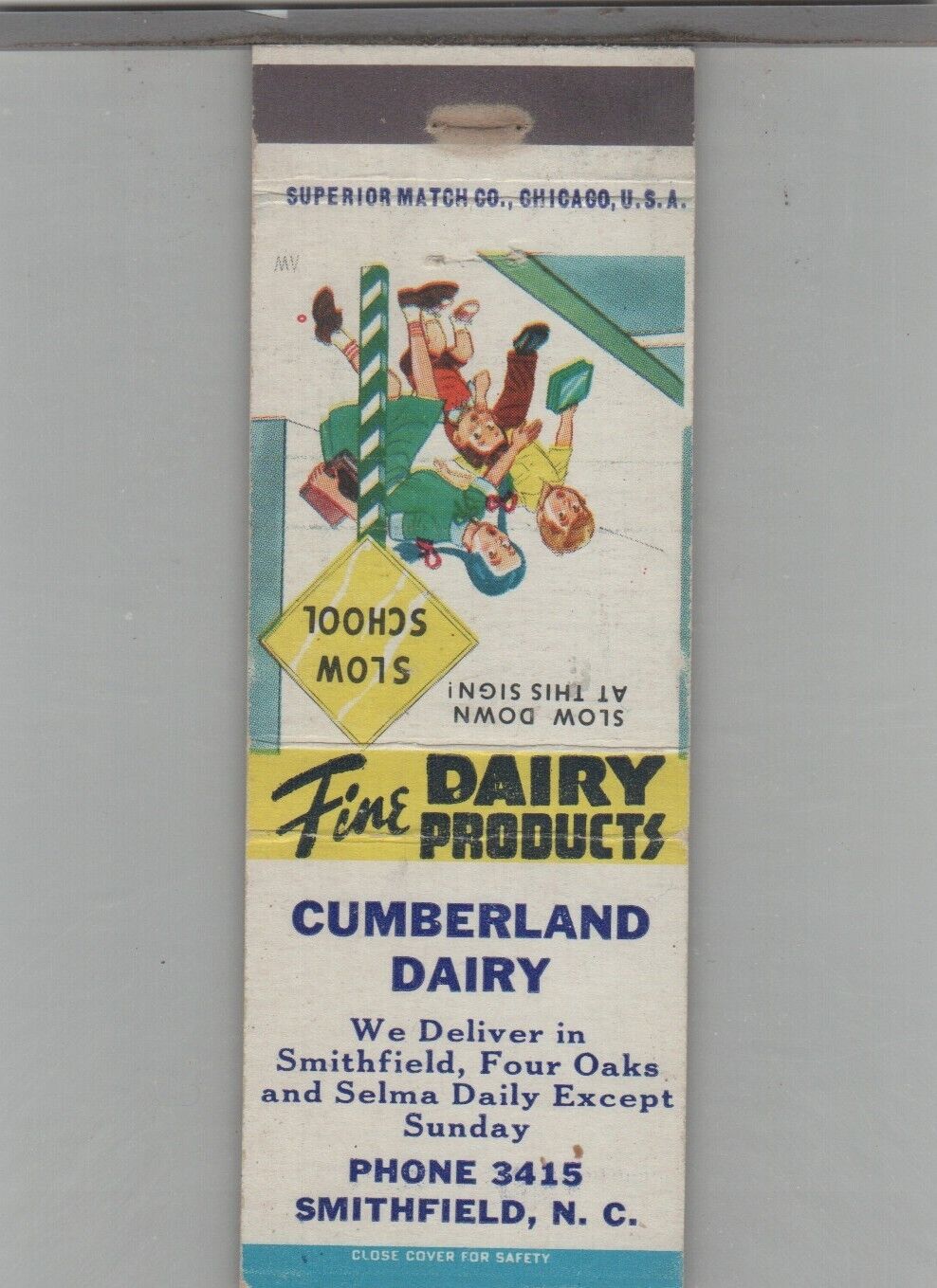Matchbook Cover Cumberland Dairy Smithfield, NC