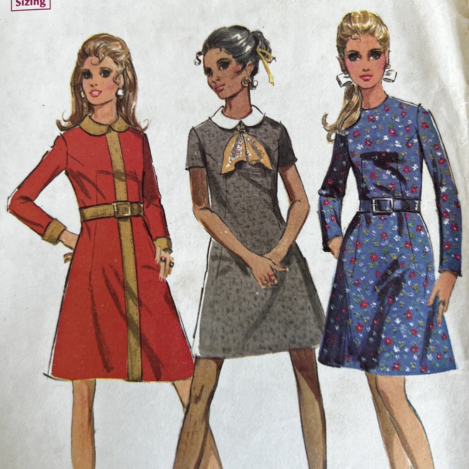 Vintage 1960s McCalls 2036 Collared Mod A-Line Dress Sewing Pattern 14 Small CUT