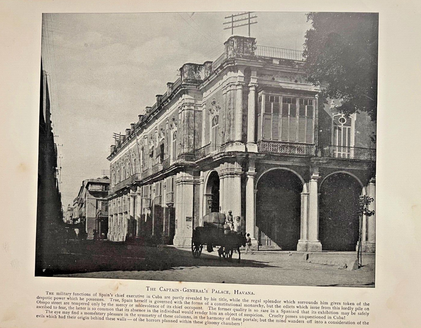 1898 Vintage Illustration Captain General\'s Palace Havana Cuba