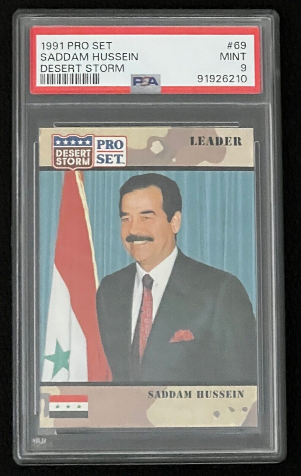 1991 Pro Set Desert Storm PSA 9  Saddam Hussein Rookie  #69