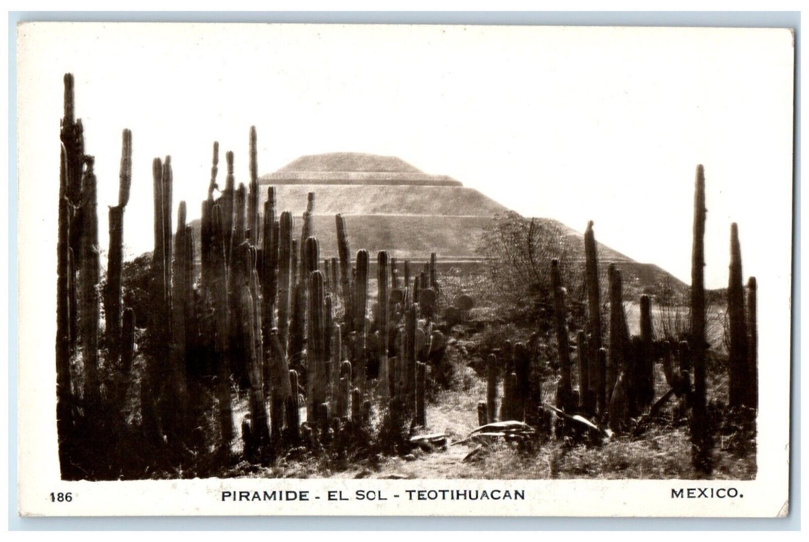 c1940's Pyramid Of The Sun Teotihuacan Mexico RPPC Photo Unposted Postcard