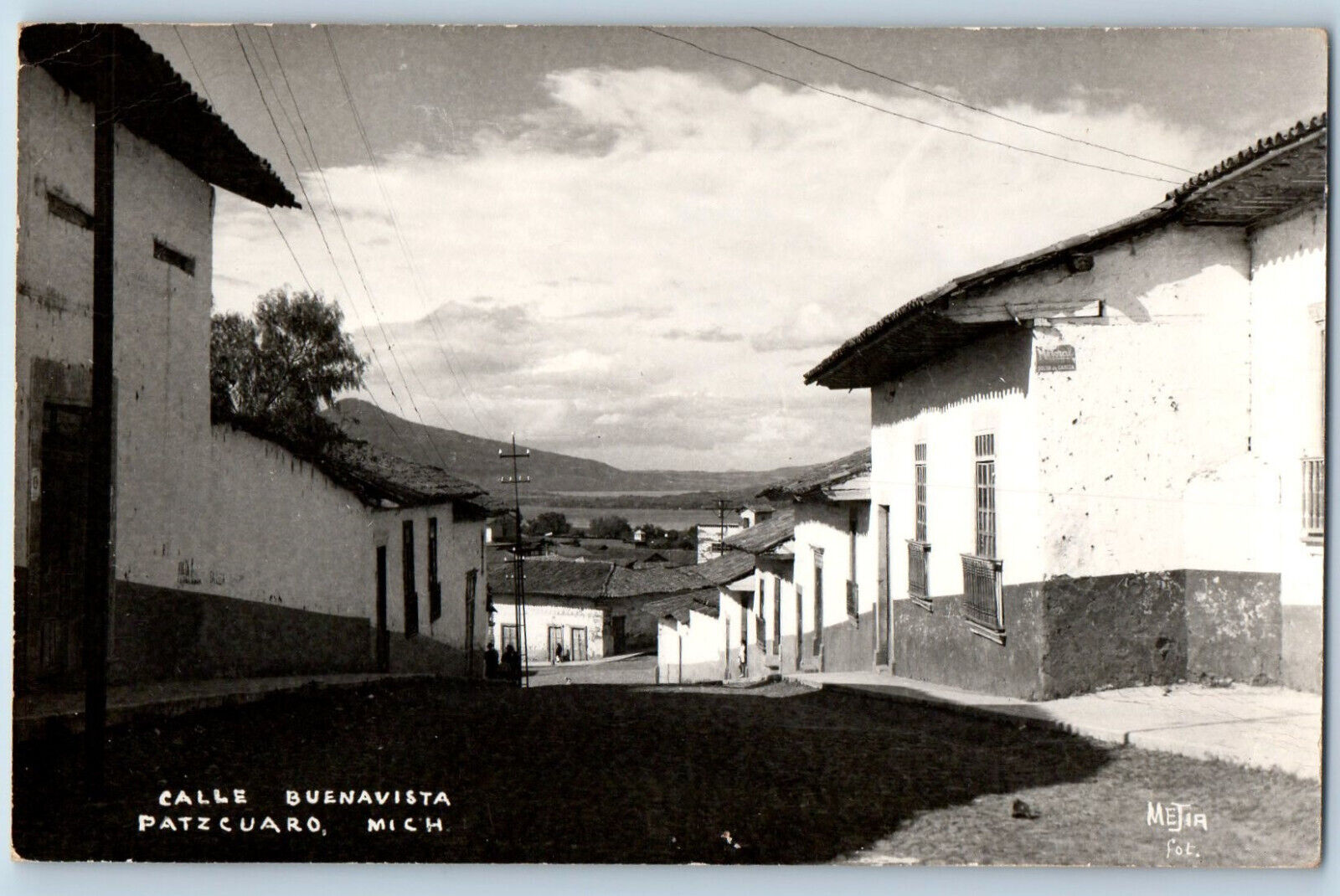 Patzcuaro Michoacan Mexico Postcard Calle Buenavista c1930's Vintage RPPC Photo