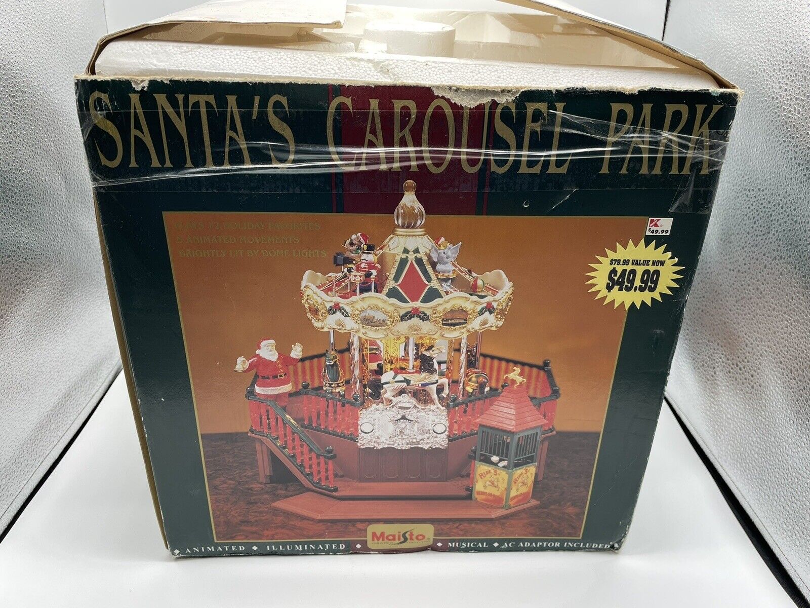 Christmas Santa's Carousel Park Maisto 1998 Musical Animated 12 Songs No Santa