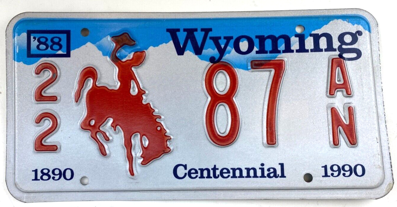 Wyoming 1988 License Plate Vintage Auto Tag Teton Co Cave Centennial Wall Decor