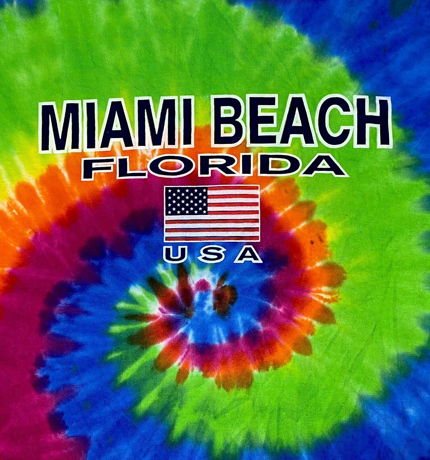 Vintage Miami Beach Tye Die T Shirt RARE Adult Large L 42-44