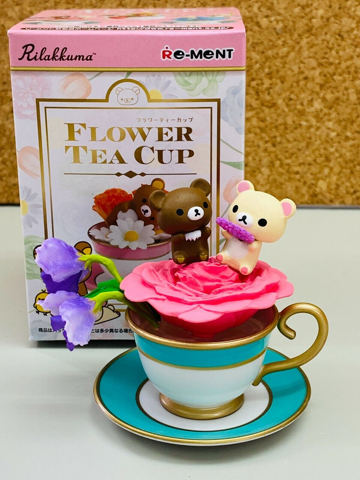 New Re-Ment San-X Rilakkuma Flower Tea Cup Mini Figure 6.Sweet Pea & Peony PinR