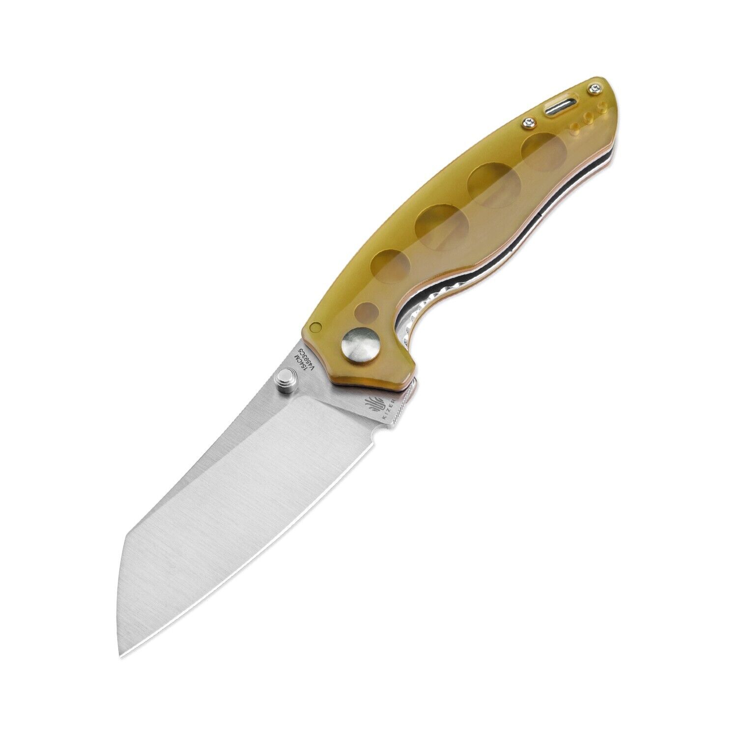 Kizer Towser K Pocket Knife, 154CM Steel Blade, Yellow PEI Handle, V4593C5