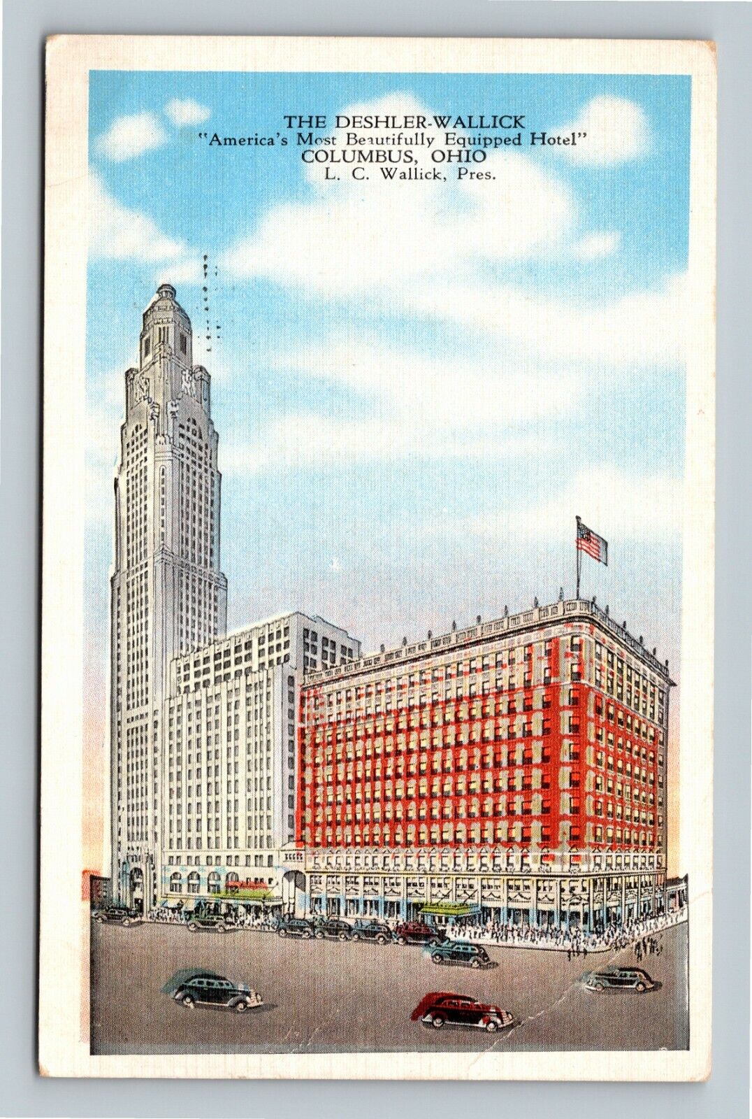 Columbus OH, The Deshler Wallick Hotel, Ohio Vintage Postcard