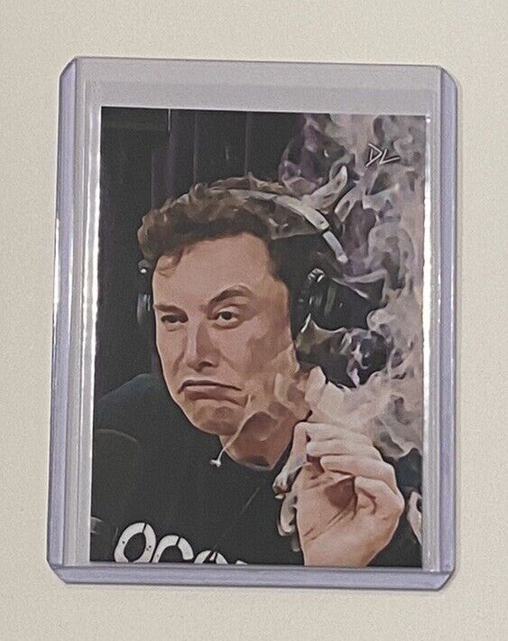 Elon Musk Limited Edition Artist Signed Smoking “Technoking” Trading Card 7/10