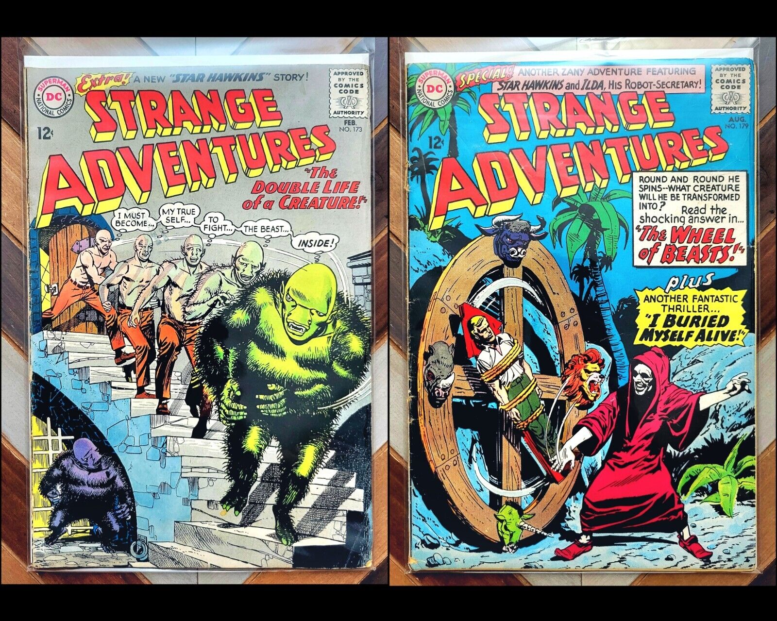STRANGE ADVENTURES #173 & 179 (DC 1965) Silver Age STAR HAWKINS GIL KANE Covers