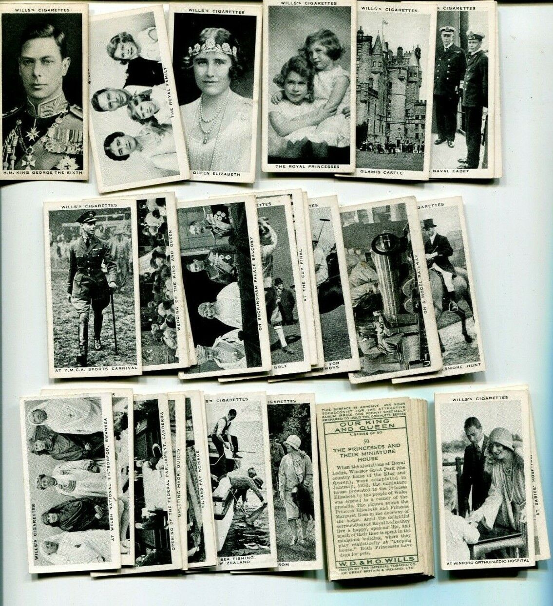 1937 W.O. & H.O WILLS CIGARETTES OUR KING AND QUEEN COMPLETE 50 CARD SET