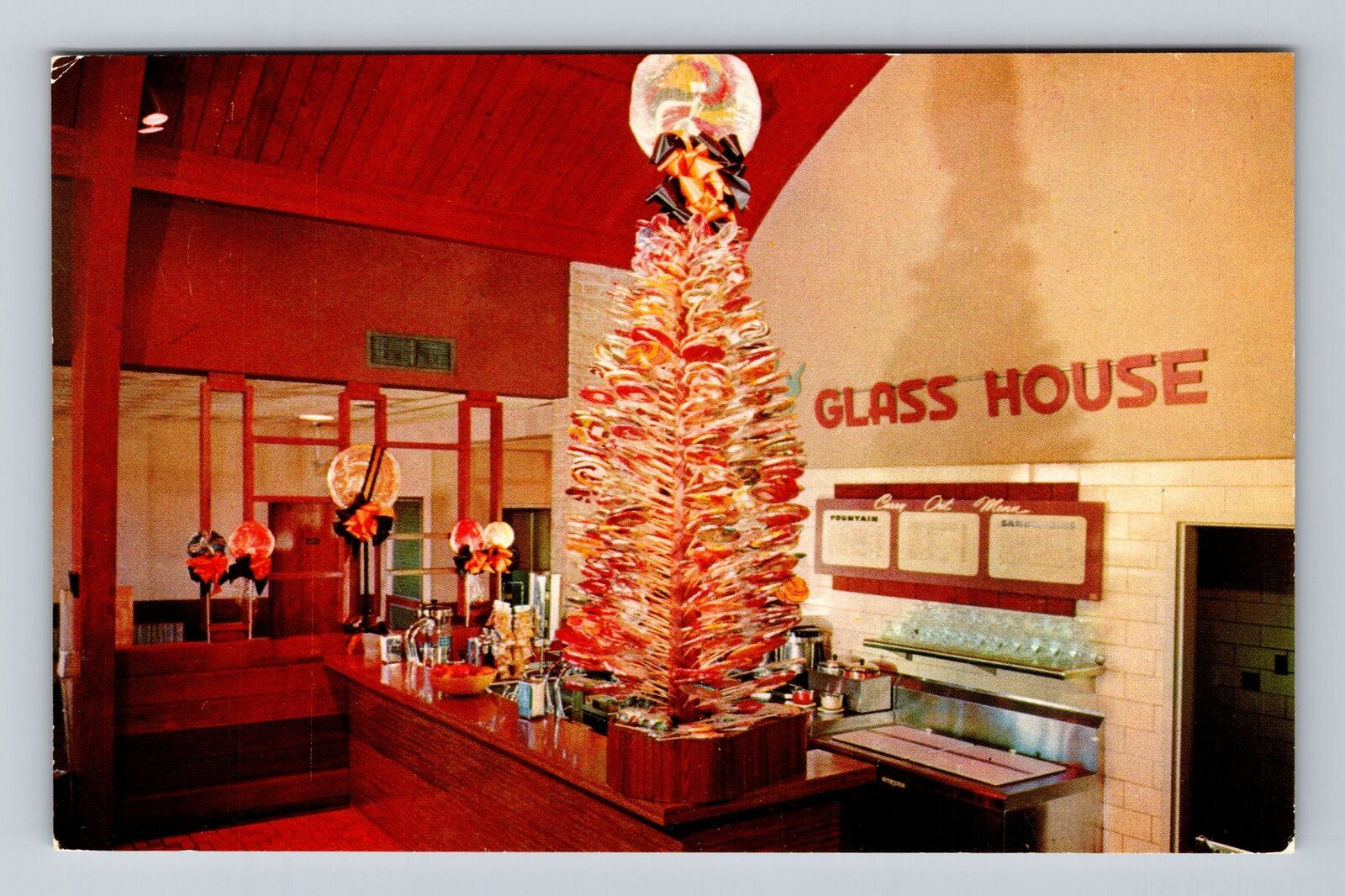 Cambridge MA-Massachusetts, Tree, Glass House Restaurants, Vintage Postcard