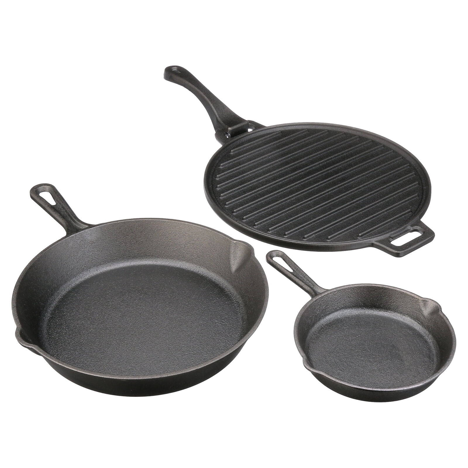 Ozark Trail 4-Piece Cast Iron Skillet Set with Handles and Griddle