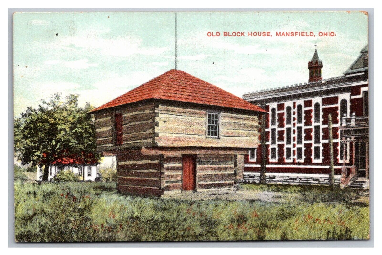 Postcard Mansfield Ohio Old Block House