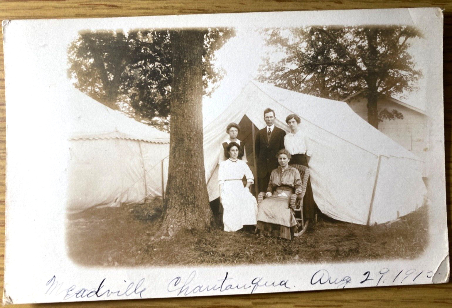 1910 RPPC - CHAUTAUQUA GATHERING antique real photo postcard MEADVILLE, MISSOURI