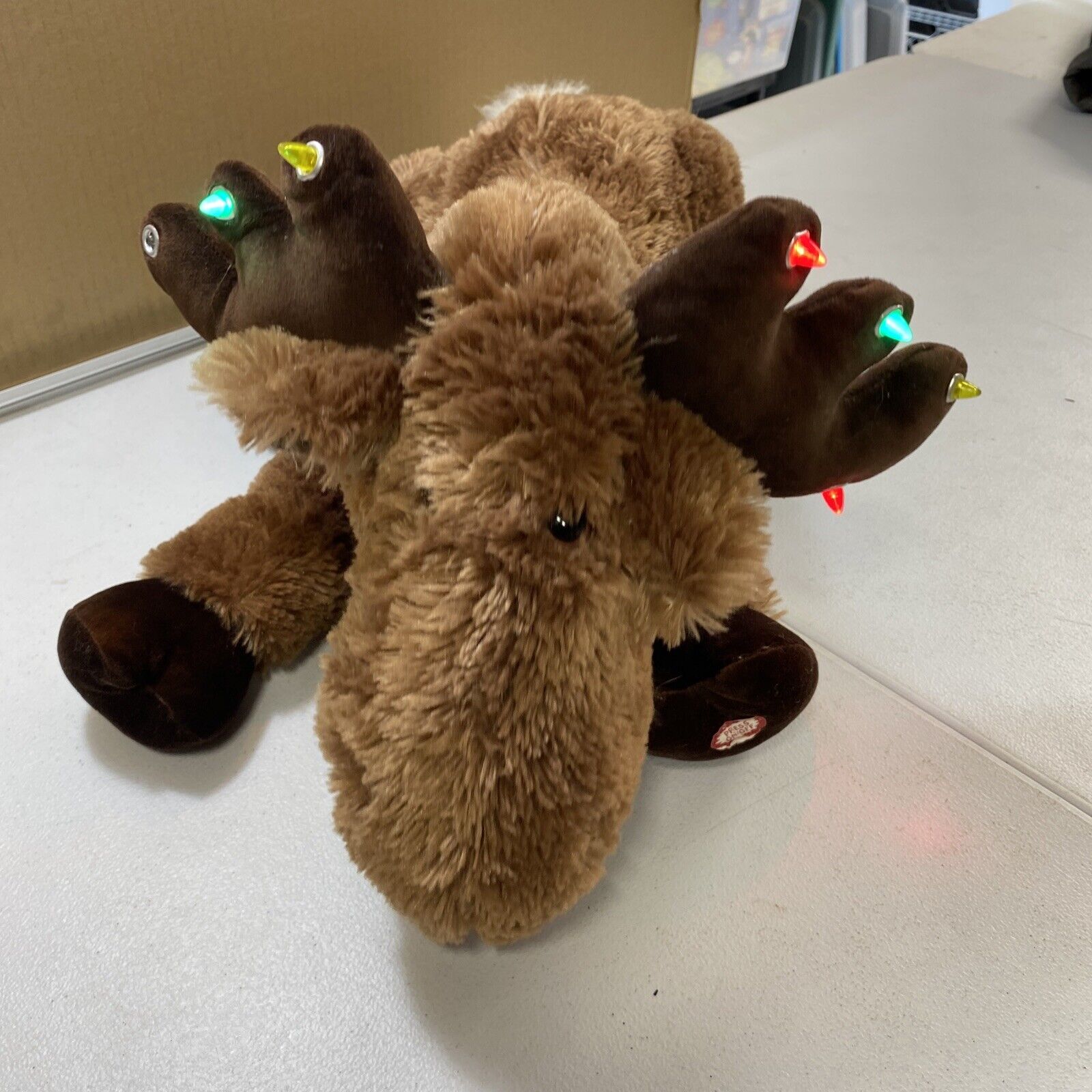 Light Up Animatronic Reindeer LED Plush Plays Jingle Bell Rock Dandee Toys Rare