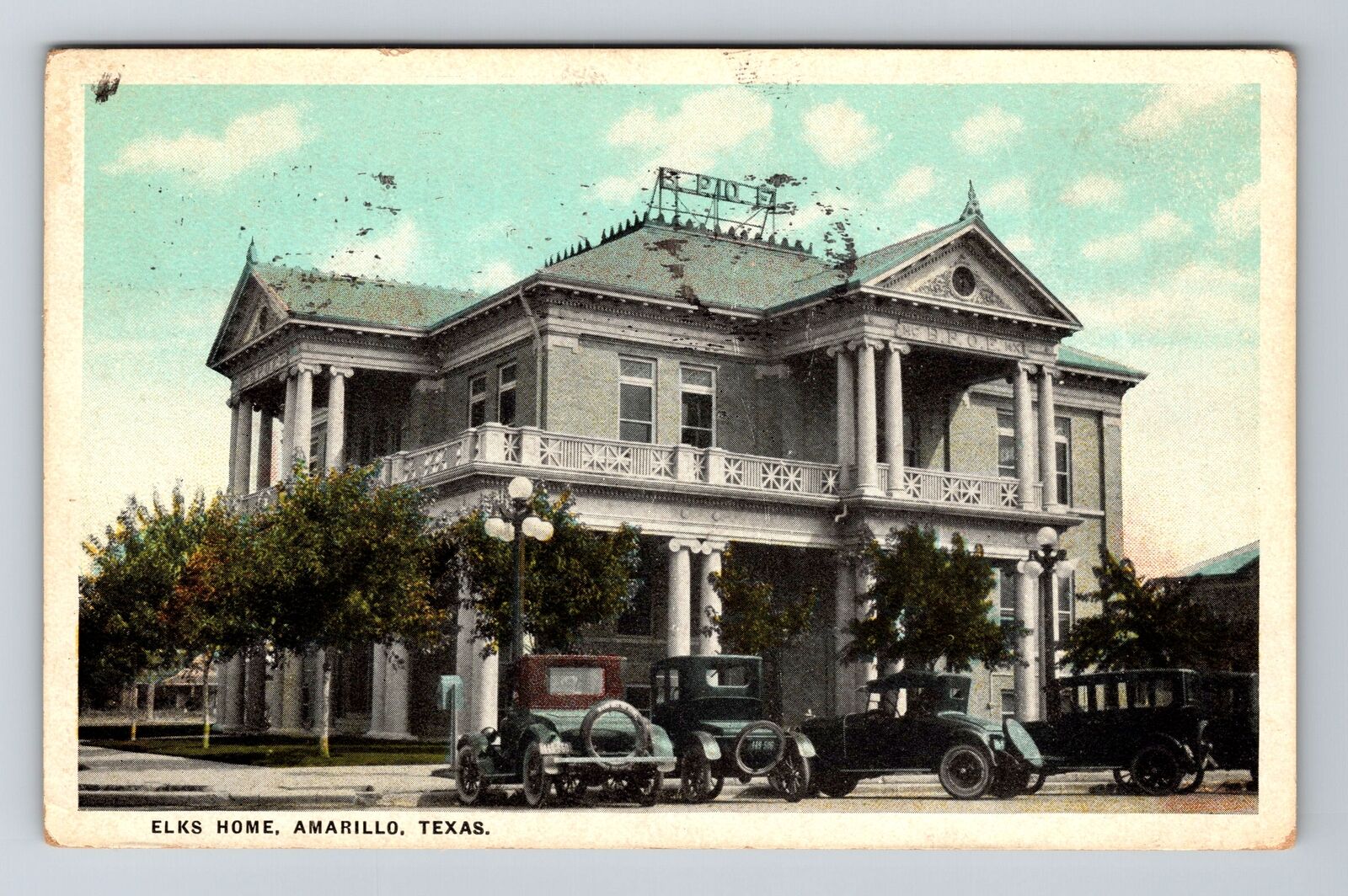 Amarillo TX-Texas, Elks Home Vintage c1926 Souvenir Postcard