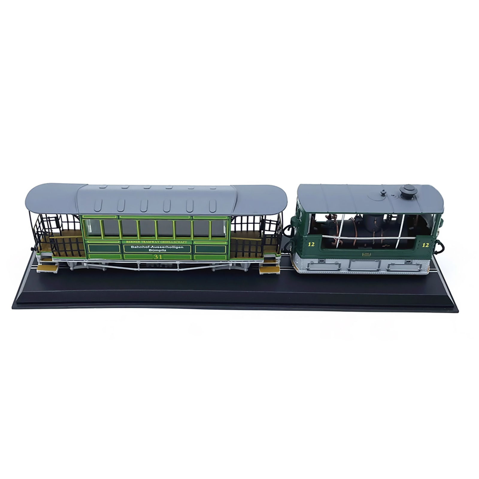 1:87 1894 Swiss G3-3 Rail Tram Vintage Steam Locomotive Plastic Car Model Green