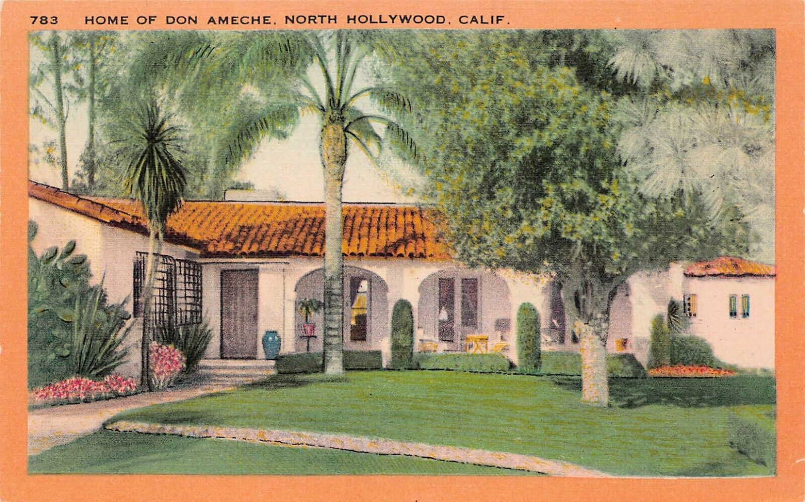 Encino CA California Don Ameche Mansion Home White Oak Avenue Vtg Postcard A53