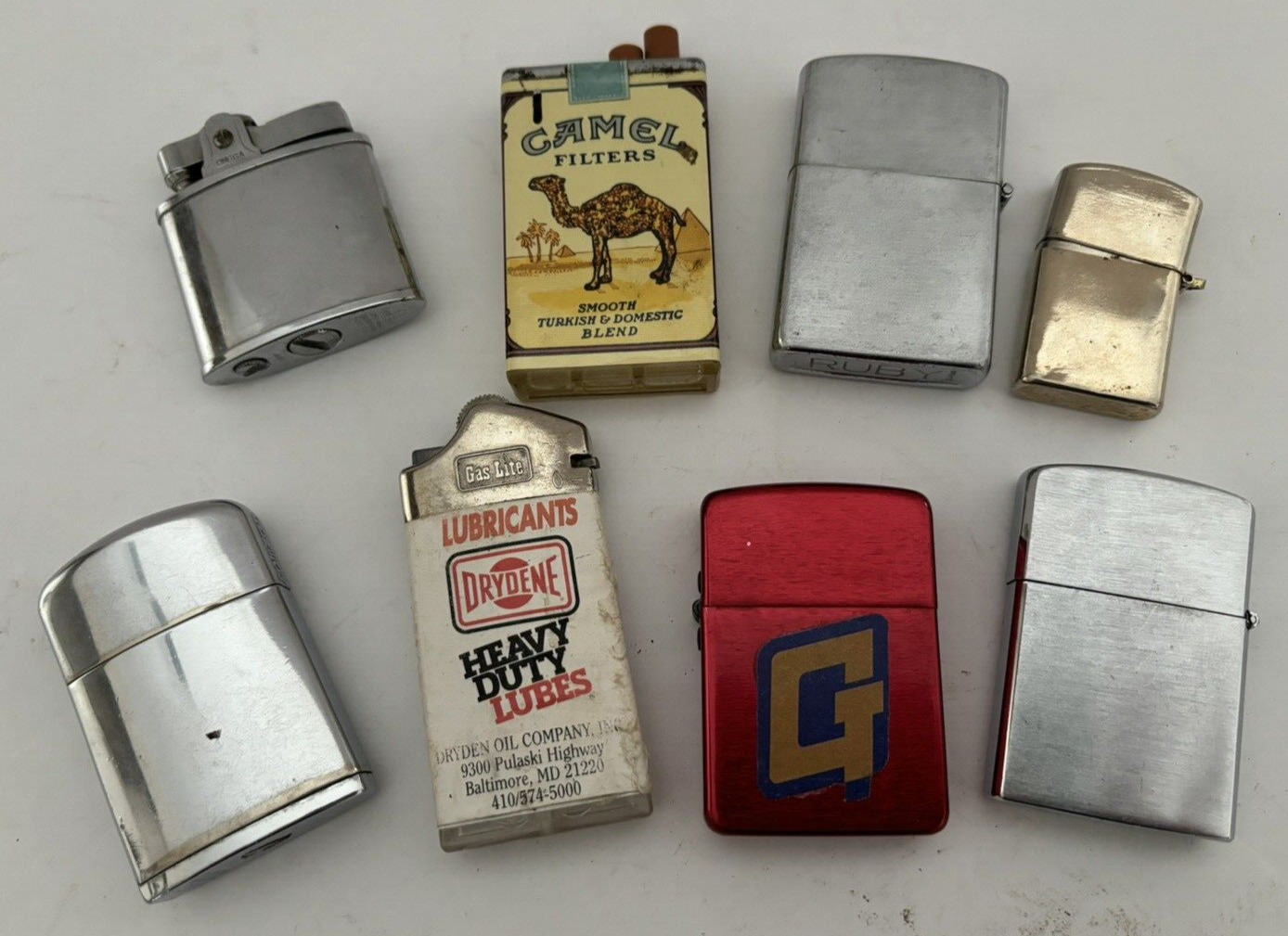 Vintage Lot of Cigarette Lighter (Camel, Drydene, Whitten Etc.) - Untested