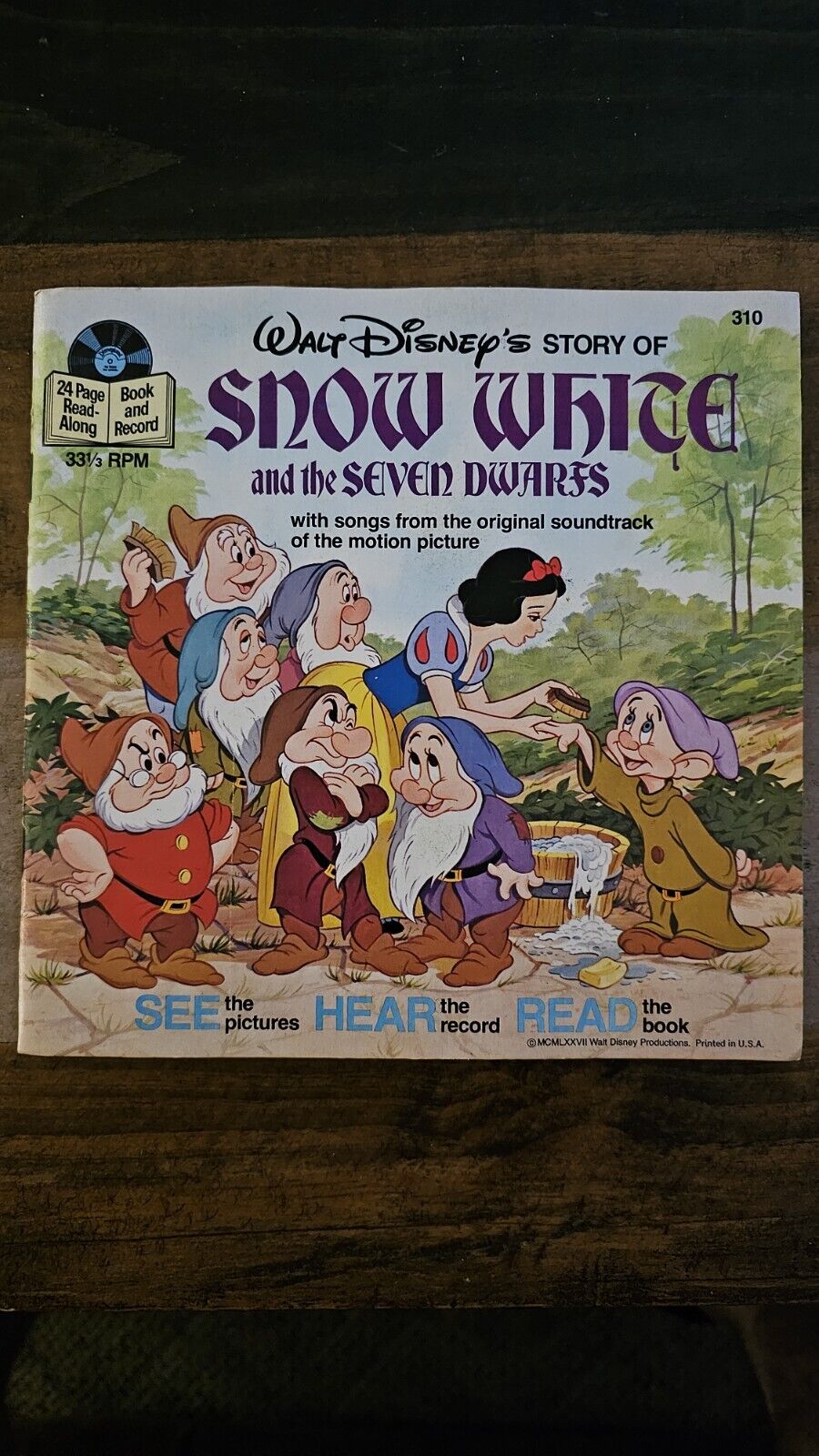 Walt Disney\'s Story Of Snow White 7 Dwarfs Book Recod 33 1/3 RPM Vinyl