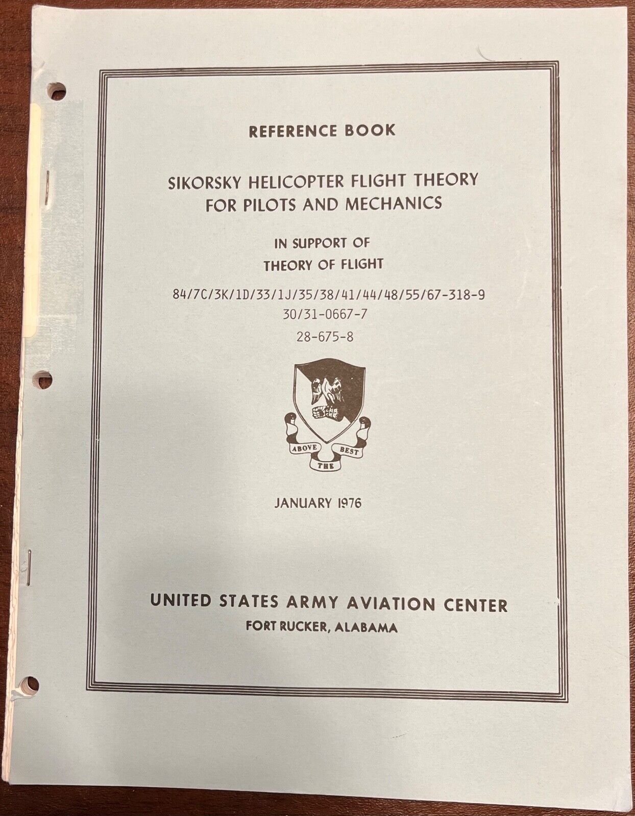 1976 U.S. Army Aviation Center Sikorsky Helicopter Flight Theory for Pilots & Me