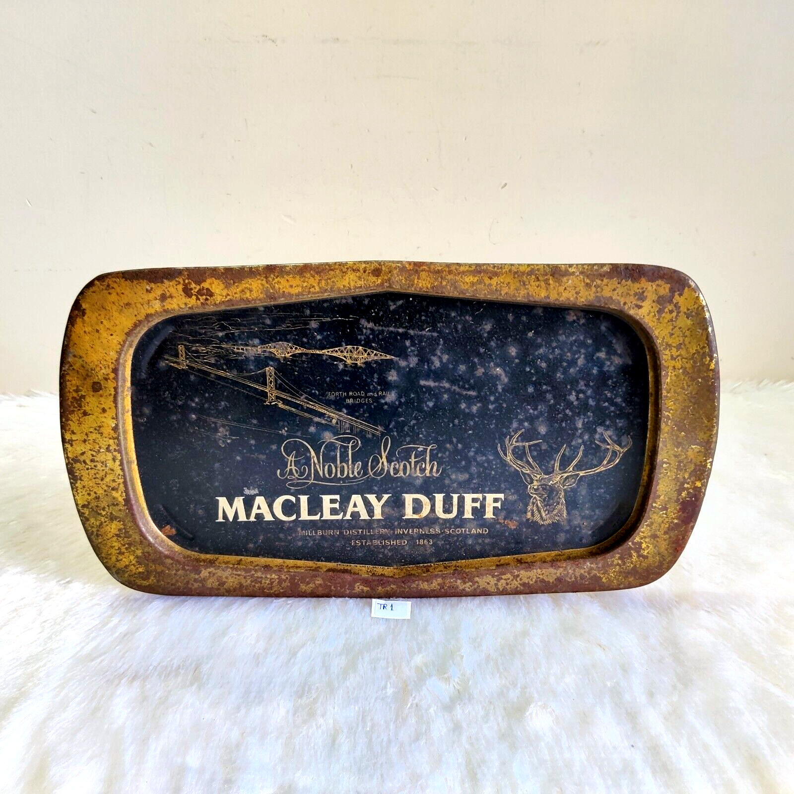 Vintage Macleady Duff Scotch Advertising Tin Tray Barware Collectible Old TR1