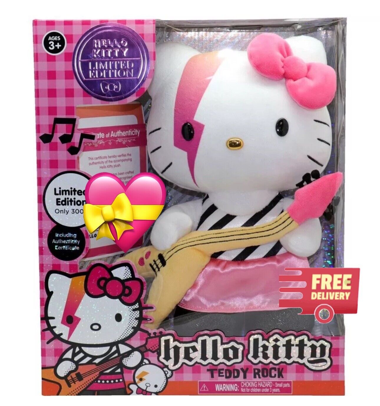 Hello Kitty 30cmLimited Edition Plush - Teddy Rock Kitty💝FREE Postage