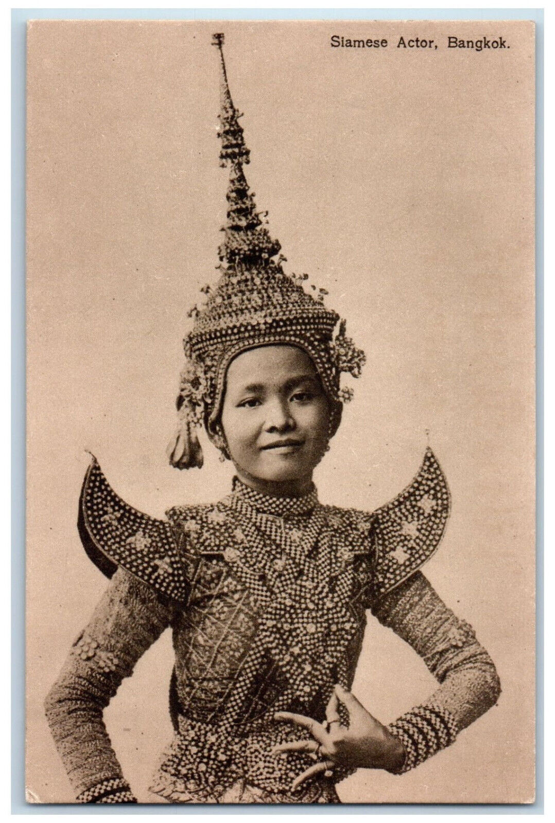 c1950's Siamese Actor Wearing Traditional Costume Bangkok Thailand Postcard